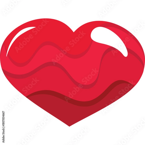 Fototapeta Glossy Red Heart Shape With Swirling Wave Patterns Isolated On Transparent Background Vivid Symbol Of Love And Health In Digital Art Style
