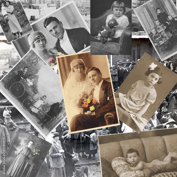 Obraz Minione 100 lat, stare zdjęcia jako kolaż