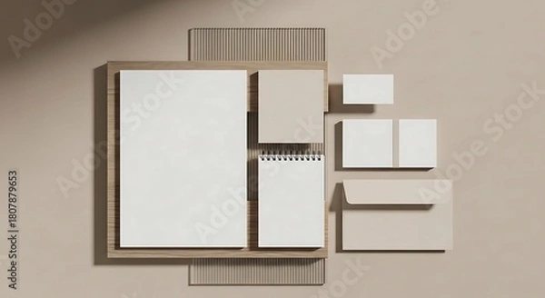 Obraz Elegant Stationery Mockup with Blank Paper and Envelopes for Branding