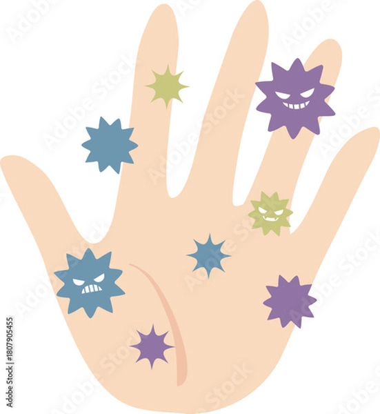 Obraz ばい菌の付いた手のひら