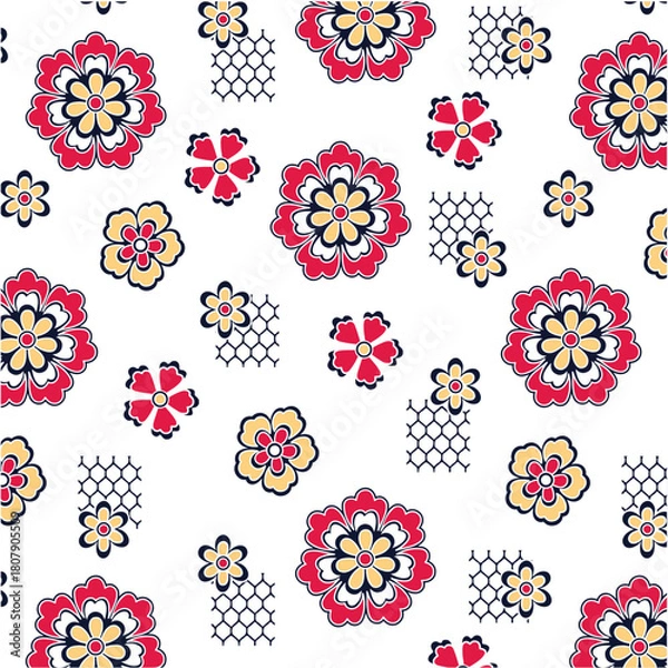 Obraz Colorful flowers with honeycomb pattern