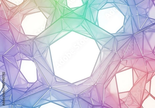 Obraz Prismatic polygonal framework illuminated by soft, vibrant gradients