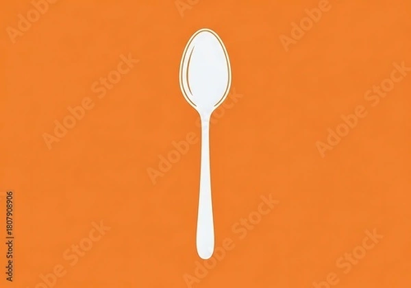 Fototapeta Simple Culinary Spoon Graphic on Rich Orange Backdrop for Creative Use