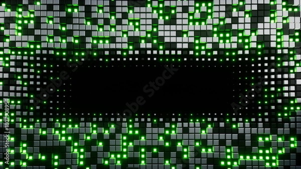 Obraz Abstract rectangle tunnel geometric block surface loop 3D render