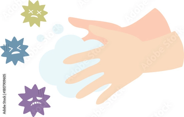 Obraz 手洗いでばい菌を洗い流す