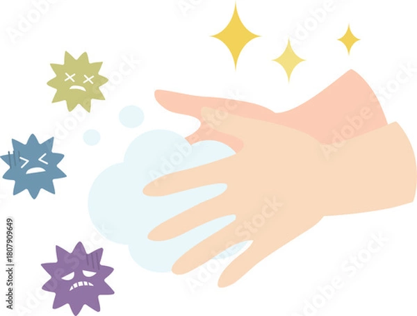 Obraz 手洗いでばい菌を洗い流す