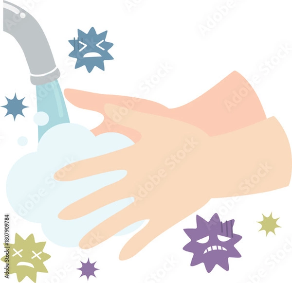 Obraz 手洗いでばい菌を洗い流す