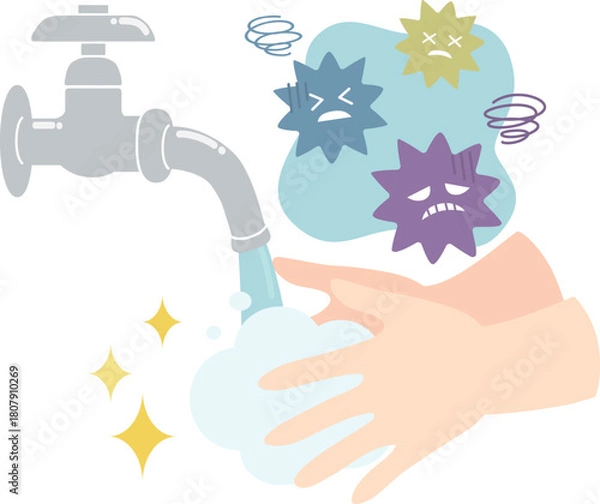 Obraz 手洗いでばい菌を洗い流す