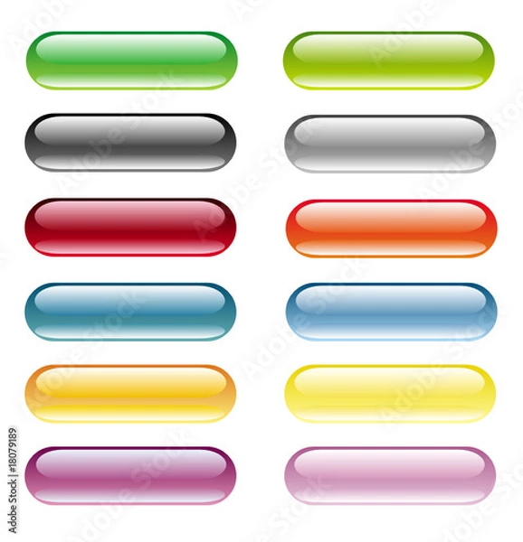 Obraz Glossy button set with reflection on both sides
