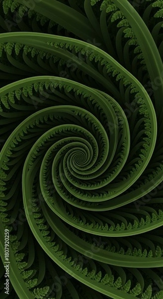 Fototapeta Mesmerizing spiral of verdant ferns creating a captivating nature pattern