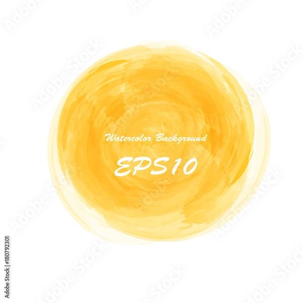 Fototapeta Sunny summer yellow. Watercolor abstract colored background for text banner. Watercolour isolated vector illustration backdrop. Wet hand drawing splash spot poster frame.