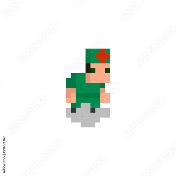 Fototapeta Pixel character surgeon for games and web sites