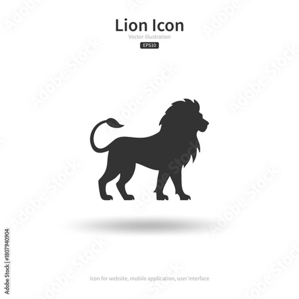 Obraz Lion silhouette icon. Black animal shape in flat minimalistic style.