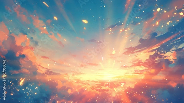Fototapeta 光の粒が幻想的な初日の出