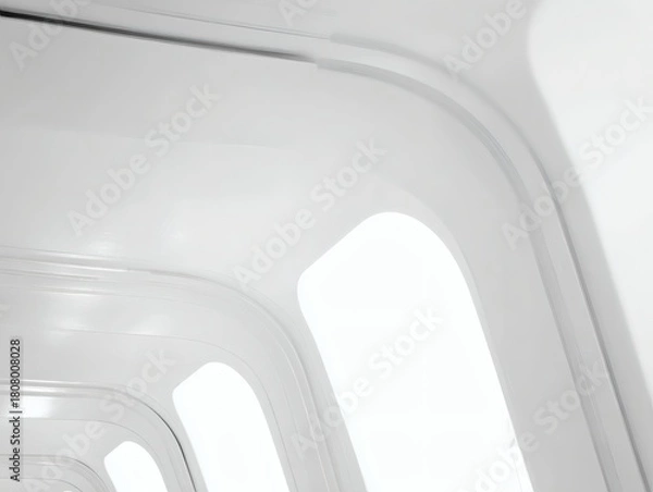 Obraz asymmetry. Minimalist white architectural space with clean geometric lines and subtle shadow interplay, real-estate listings.