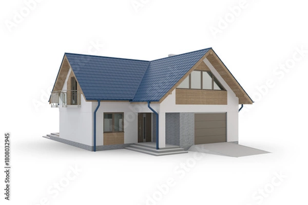 Fototapeta Modern house on transparent background, 3d illustration