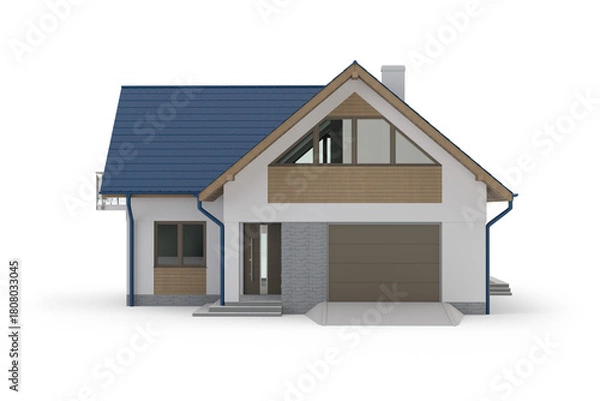 Fototapeta Modern house on transparent background, 3d illustration