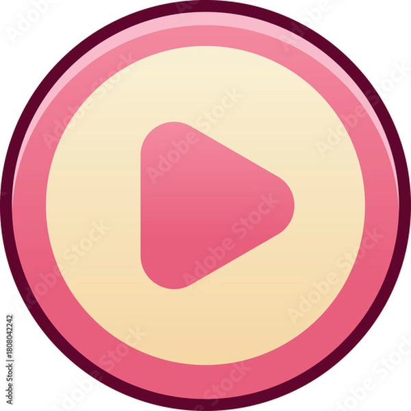 Fototapeta Pink Play Button Icon With Transparent Background Minimalist Design Digital Media Control Element