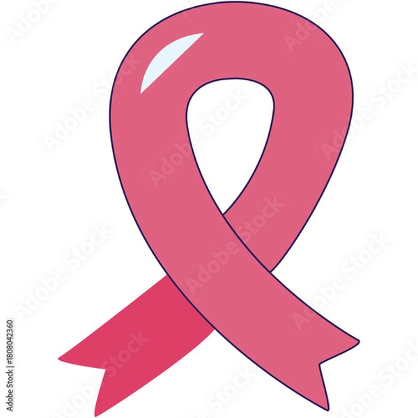 Fototapeta Pink Ribbon Symbol Transparent Background Symbolizing Breast Cancer Awareness Support and Hope