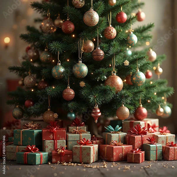 Obraz christmas tree with presents