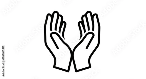 Obraz An illustration depicting two hands cupped together, symbolizing care, support, and offering.