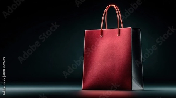 Obraz Red and black shopping bag for sale events, copy space