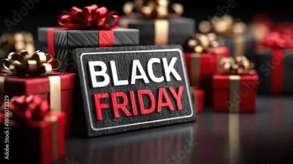 Fototapeta Black friday sign displaying huge shopping discounts