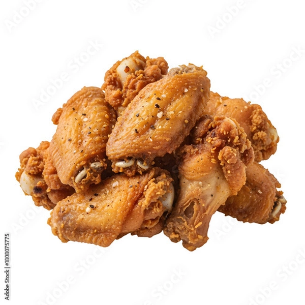 Fototapeta Crispy chicken wings isolated on a transparent or white background. PNG
