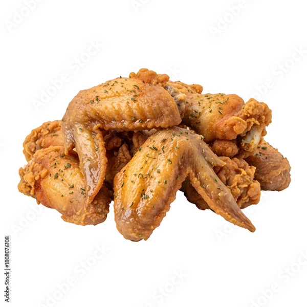 Fototapeta Crispy chicken wings isolated on a transparent or white background. PNG
