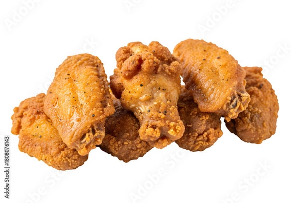 Fototapeta Crispy chicken wings isolated on a transparent or white background. PNG
