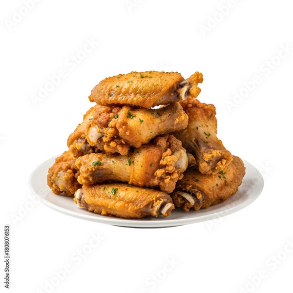 Fototapeta Crispy chicken wings isolated on a transparent or white background. PNG
