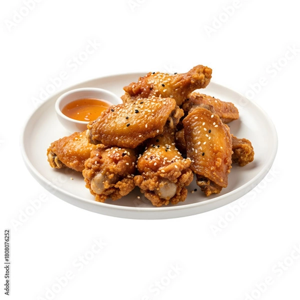 Fototapeta Crispy chicken wings isolated on a transparent or white background. PNG
