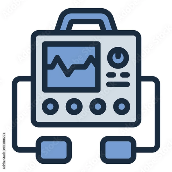 Obraz Defibrillator filled line icon. Delivers shock to heart. Used in cardiac emergency