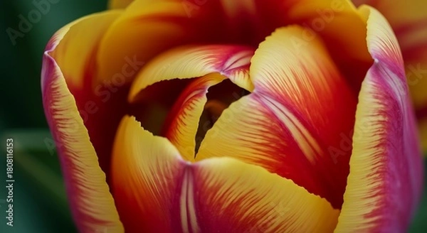 Obraz Close up of a vibrant tulip flower showing textured petals and rich color