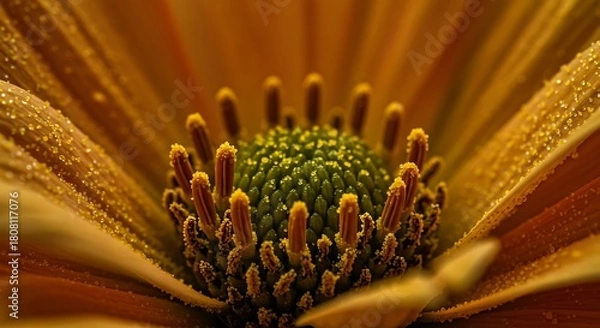 Obraz Close up of a vibrant yellow flower with detailed petals and center