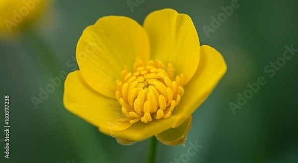 Obraz Close up of a vibrant yellow flower with detailed petals and soft lighting
