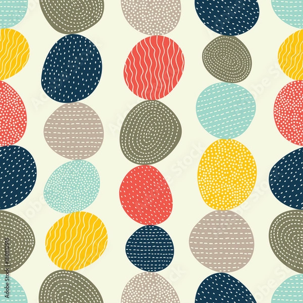 Fototapeta Vector seamless pattern with colorful decorative stones.