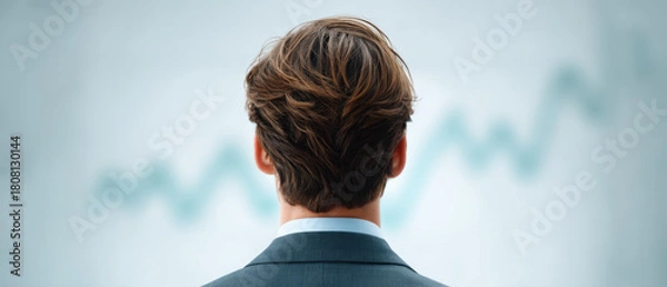 Fototapeta Analyzing Trends Person Gazing at a Rising Graph, Planning for Business Growth