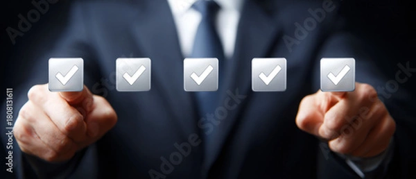 Fototapeta Business Executive Selecting Checklist Items for Success and Project Completion A Positive Strategy