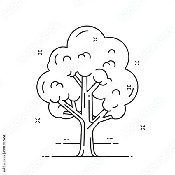 Obraz Lone Tree Graphic Art A Simple, Nature-Inspired Line Drawing of a Solitary Tree