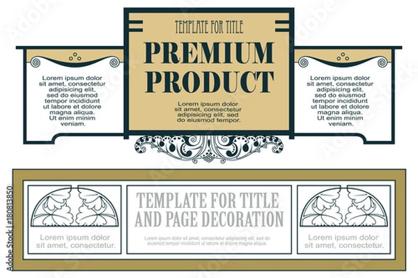 Fototapeta Vector flowers vintage labels on different versions.