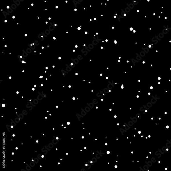 Fototapeta A starry night sky with twinkling white dots resembling stars or snowflakes against a dark black background, creating a sense of vastness