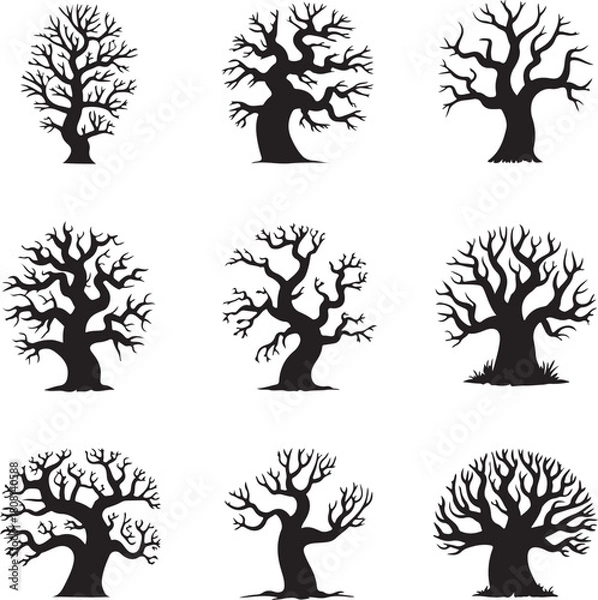 Obraz Set of bare tree silhouettes
