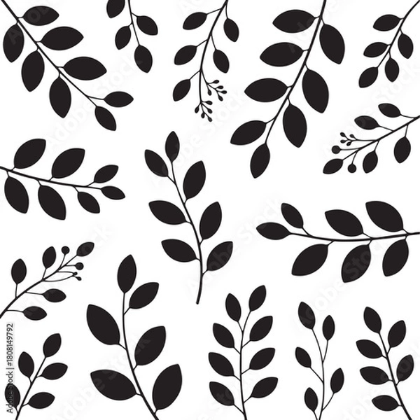 Obraz Black botanical leaf pattern