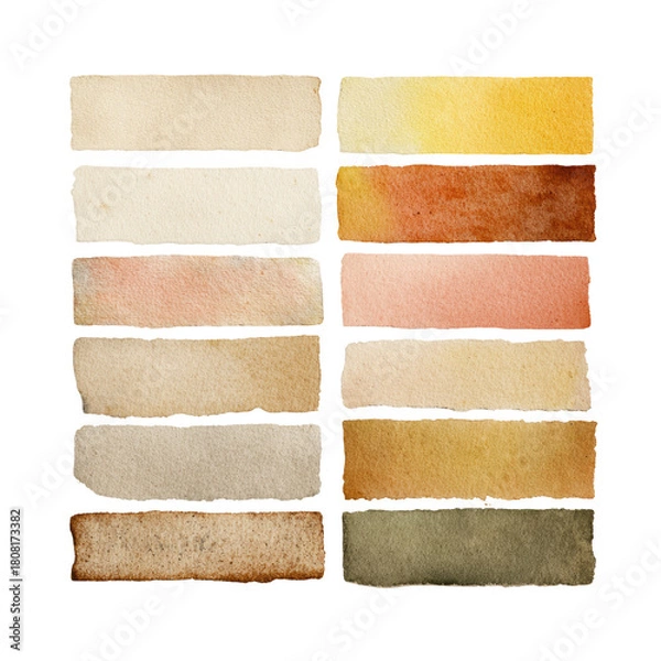 Fototapeta Distressed rectangle paper swatches, earthy tones