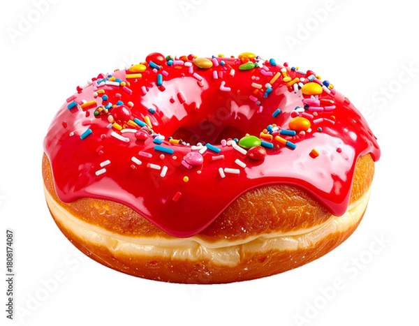 Fototapeta Various Frosted Donuts with various toppings