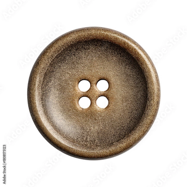 Obraz Worn tan button with 4 holes, centered on black