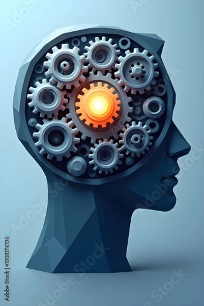 Obraz AI Generative. Mechanical Mind: The Inner Workings of Thought, Intelligence, and Artificial Cognition. 2