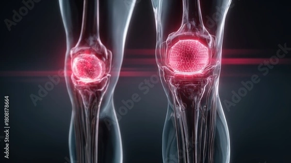 Obraz Digital visualization illustrates painful inflammation within human knee joints