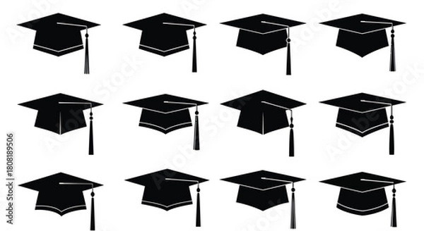 Fototapeta Collection of graduation caps for design needs